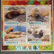 Sellos: LIBERIA 2005 SHEET USED MNH FAUNA MAMIFEROS SEALS FOCAS PHOQUES FOCHE SEEHUNDE MARINE LIFE. Lote 361672230