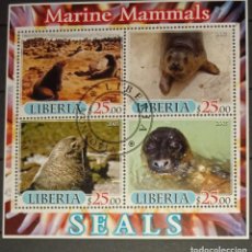 Sellos: LIBERIA 2005 SHEET USED MNH FAUNA MAMIFEROS SEALS FOCAS PHOQUES FOCHE SEEHUNDE MARINE LIFE. Lote 361672270