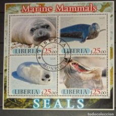 Sellos: LIBERIA 2005 SHEET USED MNH FAUNA MAMIFEROS SEALS FOCAS PHOQUES FOCHE SEEHUNDE MARINE LIFE. Lote 361672295