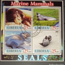 Sellos: LIBERIA 2005 SHEET USED MNH FAUNA MAMIFEROS SEALS FOCAS PHOQUES FOCHE SEEHUNDE MARINE LIFE. Lote 361672390