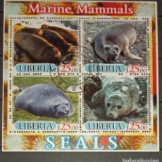 Sellos: LIBERIA 2005 SHEET USED MNH FAUNA MAMIFEROS SEALS FOCAS PHOQUES FOCHE SEEHUNDE MARINE LIFE. Lote 361672440