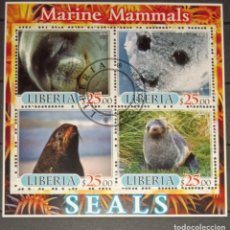 Sellos: LIBERIA 2005 SHEET USED MNH FAUNA MAMIFEROS SEALS FOCAS PHOQUES FOCHE SEEHUNDE MARINE LIFE. Lote 361672480
