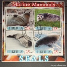 Sellos: LIBERIA 2005 SHEET USED MNH FAUNA MAMIFEROS SEALS FOCAS PHOQUES FOCHE SEEHUNDE MARINE LIFE. Lote 361672505