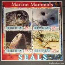 Sellos: LIBERIA 2005 SHEET USED MNH FAUNA MAMIFEROS SEALS FOCAS PHOQUES FOCHE SEEHUNDE MARINE LIFE. Lote 361672545