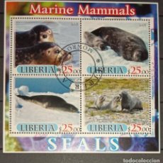 Sellos: LIBERIA 2005 SHEET USED MNH FAUNA MAMIFEROS SEALS FOCAS PHOQUES FOCHE SEEHUNDE MARINE LIFE. Lote 361672615
