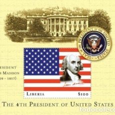 Sellos: LIBERIA 2001 SHEET MNH JAMES MADISON PRESIDENTS UNITED STATES PRESIDENTES DE ESTADOS UNIDOS. Lote 365254531