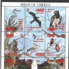 Sellos: MINIHOJA DE AVES DIVERSAS DE LIBERIA. AÑO 1993. Lote 402570849