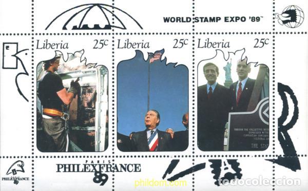 Sellos: 31604 MNH LIBERIA 1989 PHILEXFRANCE 82. EXPOSICION INTERNACIONAL DE FILATELIA.