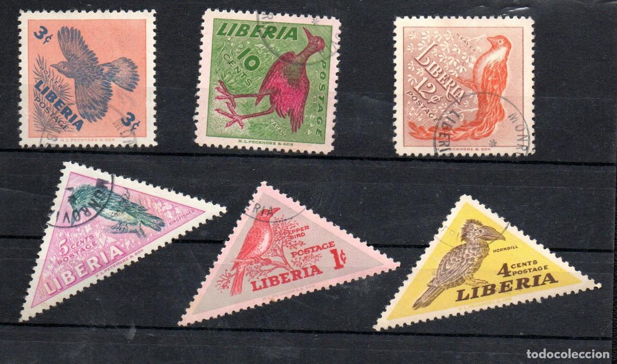Sellos: LIBERIA. 1954. YT 318 a 323. P&aacute;jaros. Fauna.