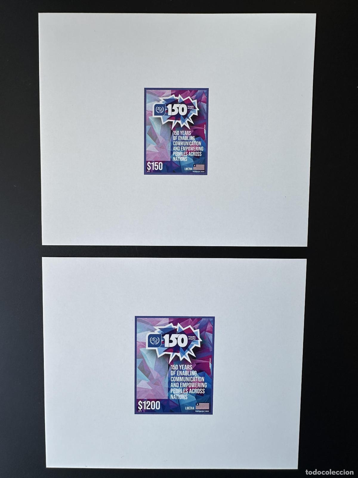 Sellos: Liberia 2024 Mi.? Edici&oacute;n conjunta 150 a&ntilde;os UPU Union Postale prueba de lujo