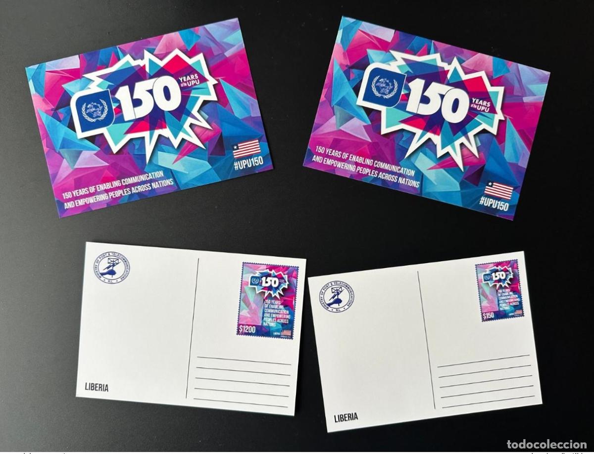 Sellos: Liberia 2024 Papeler&iacute;a Entier Ganzache Edici&oacute;n conjunta 150 a&ntilde;os UPU