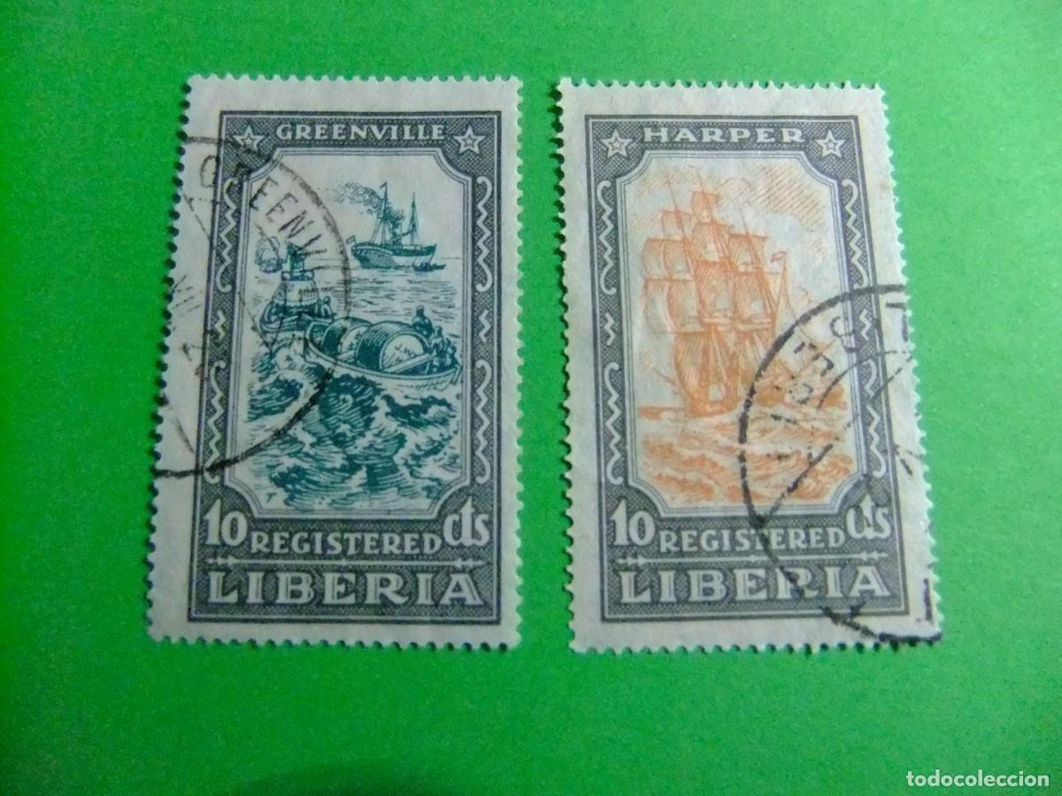 Sellos: 43 LIBERIA 1924 / GREENVILLE + Voilier HARPER / YVERT S 36 + 37 FU