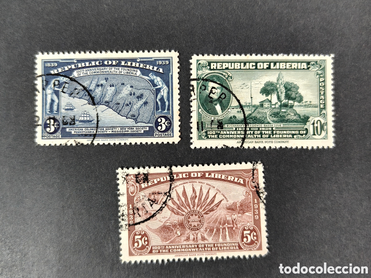 Sellos: Liberia sellos serie completa a&ntilde;o 1940 yvert 251/3 sellos usados