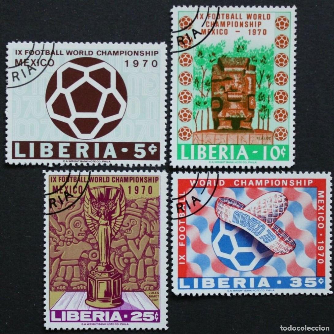 Sellos: LIBERIA 1970 SERIE 4 STAMPS USED MNH MUNDIAL MEXICO 70 WORLD CUP FUTBOL FOOTBALL FUSSBALL DEPORTES