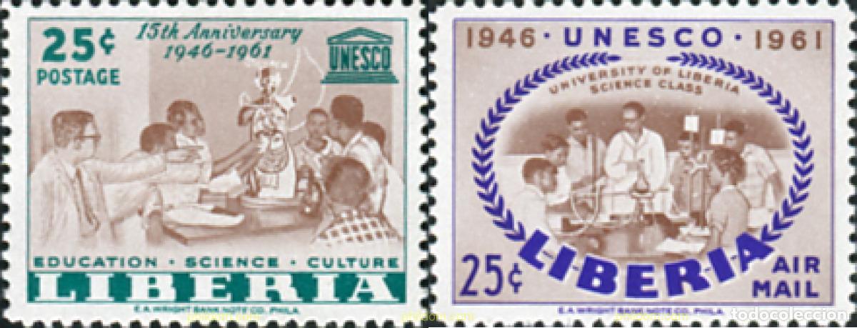 Sellos: 338552 MNH LIBERIA 1961 15 ANIVERSARIO DE LA UNESCO