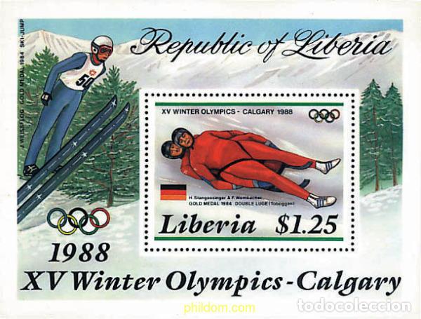 Stamps: 72508 MNH LIBERIA 1987 15 JUEGOS OLIMPICOS INVIERNO CALGARY 1988