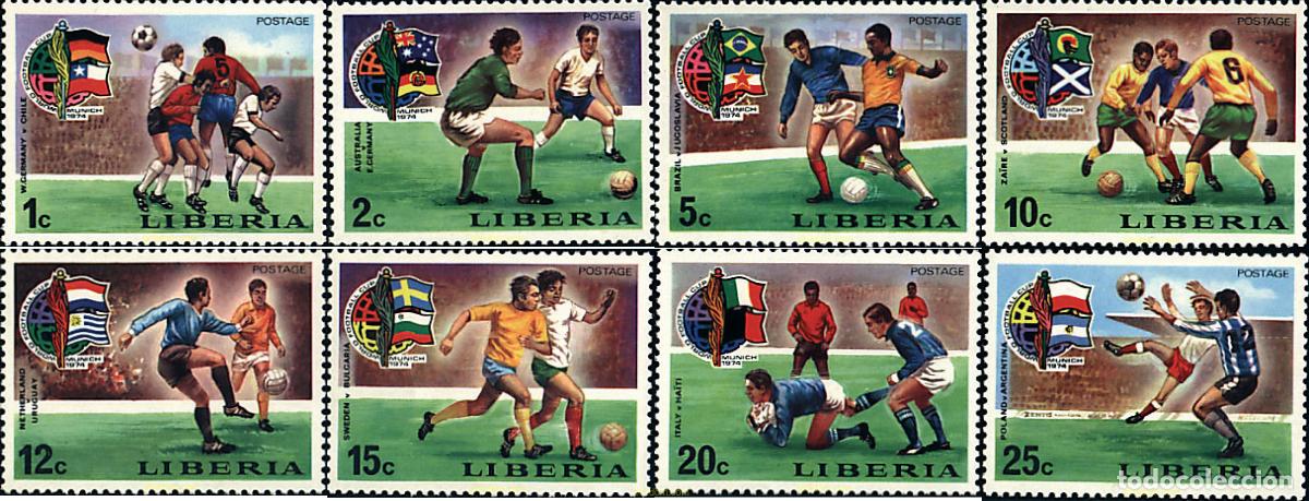 Selos: 281547 HINGED LIBERIA 1974 COPA DEL MUNDO DE FUTBOL. ALEMANIA-74
