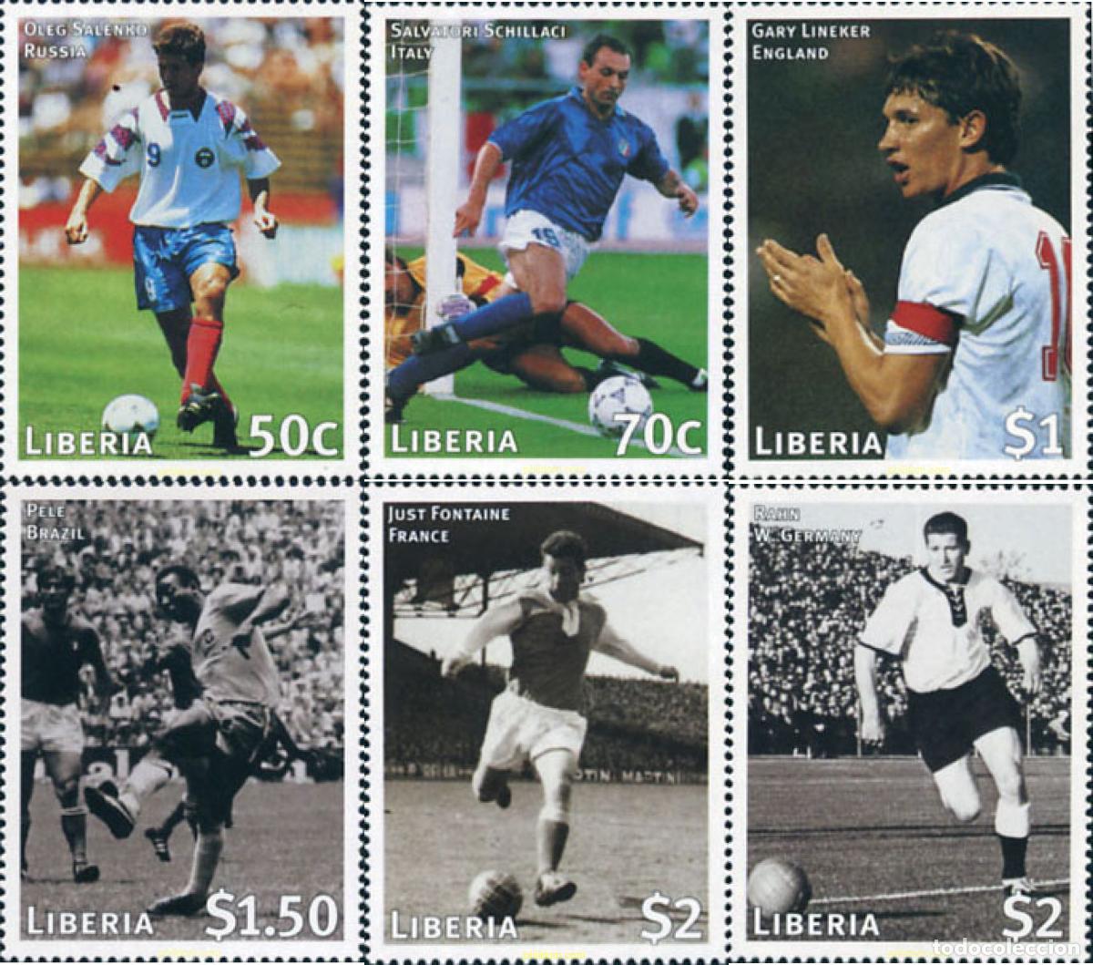 Sellos: 69895 MNH LIBERIA 1997 COPA DEL MUNDO DE FUTBOL. FRANCIA-98
