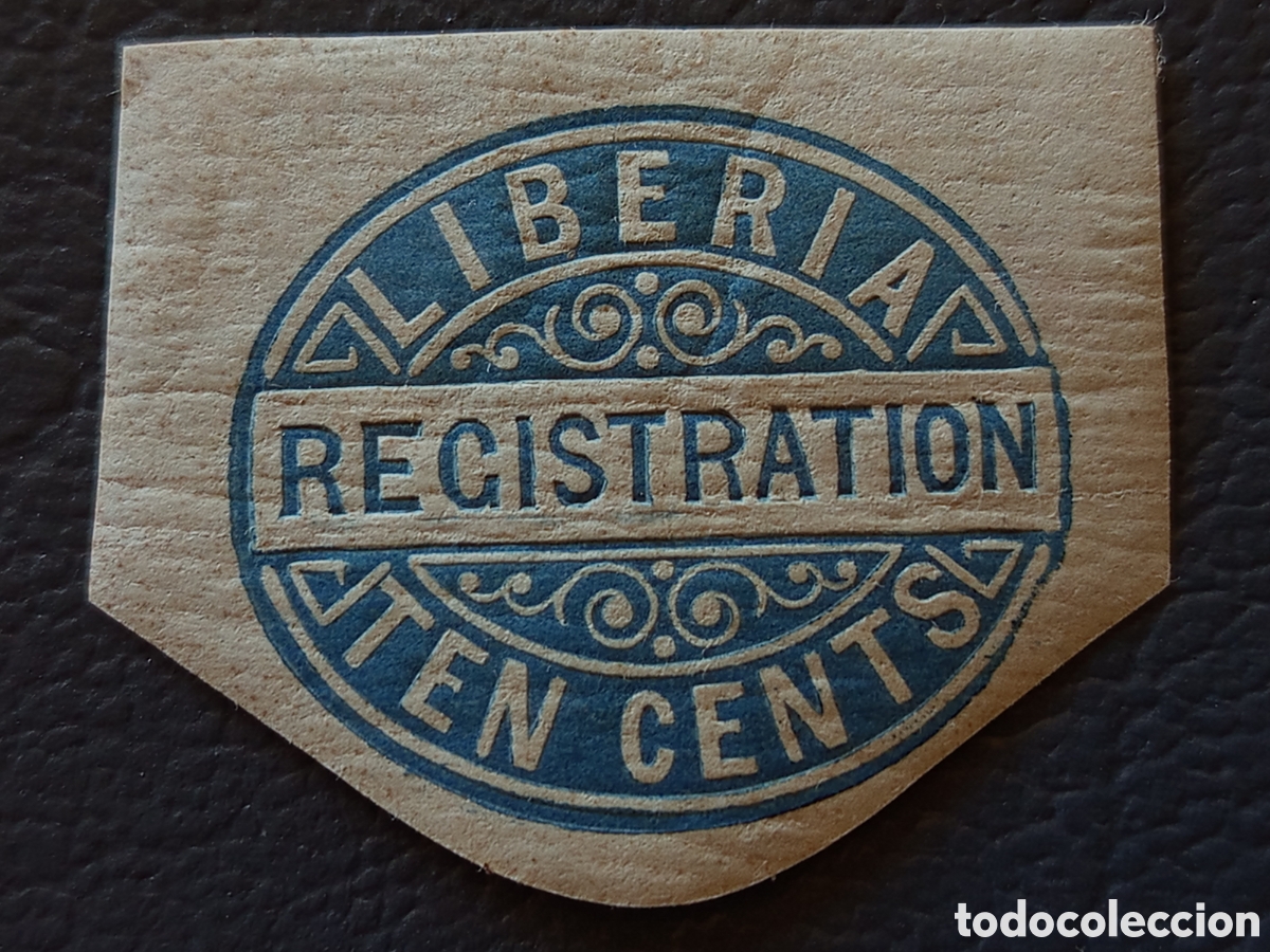 Sellos: Liberia 1893-94 Sello Registro 10 cents azul Scott F6 usado cl&aacute;sico