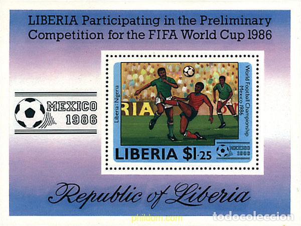 Sellos: 54389 MNH LIBERIA 1985 COPA DEL MUNDO DE FUTBOL. MEXICO-86