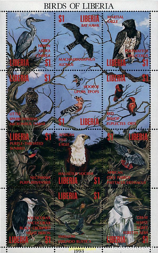 Sellos: 314759 MNH LIBERIA 1994 PAJAROS DE LIBERIA
