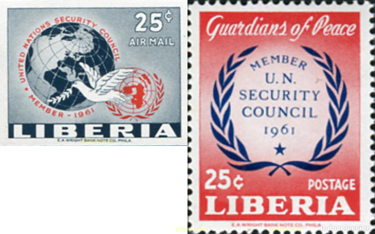 Sellos: 338551 MNH LIBERIA 1961 ENTRADA EN EL CONSEJO DE SEGURIDAD DE LAS NACIONES UNIDAS