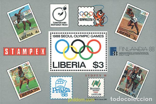 Sellos: 43285 MNH LIBERIA 1988 24 JUEGOS OLIMPICOS VERANO SEUL 1988