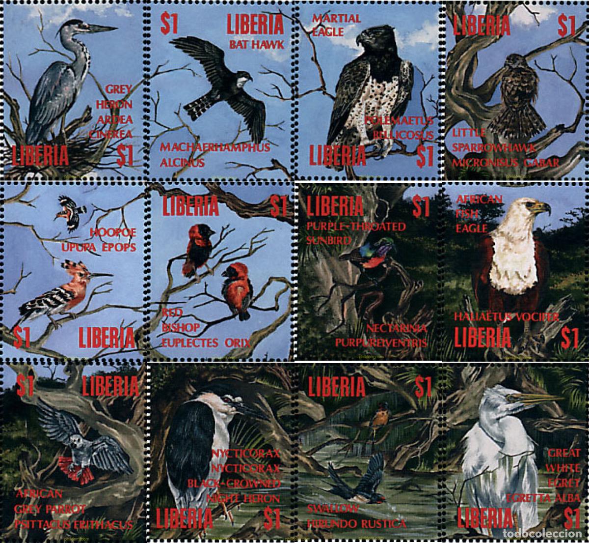Sellos: 50501 MNH LIBERIA 1994 PAJAROS DE LIBERIA