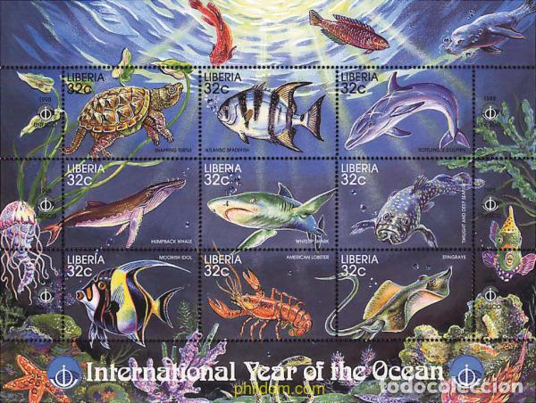 Sellos: 621013 MNH LIBERIA 1998 A&Ntilde;O INTERNACIONAL DE LOS OCEANOS