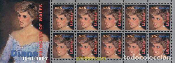 Sellos: 9415 MNH LIBERIA 1998 EN MEMORIA DE DIANA DE GALES 1961-1997