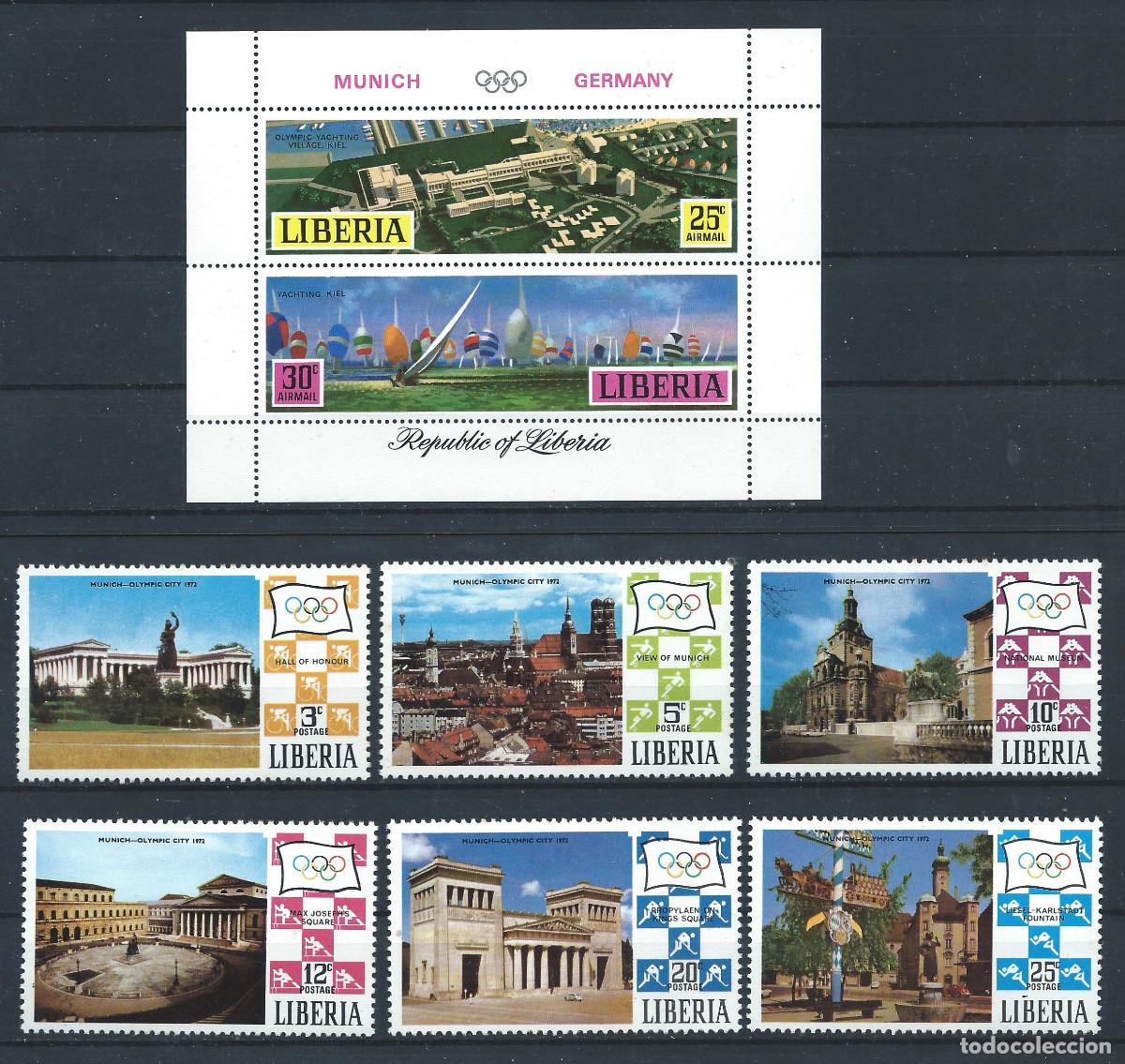 Sellos: Liberia N&deg;528/33 + Bloc 54** (MNH) 1971 - J.O de Munich