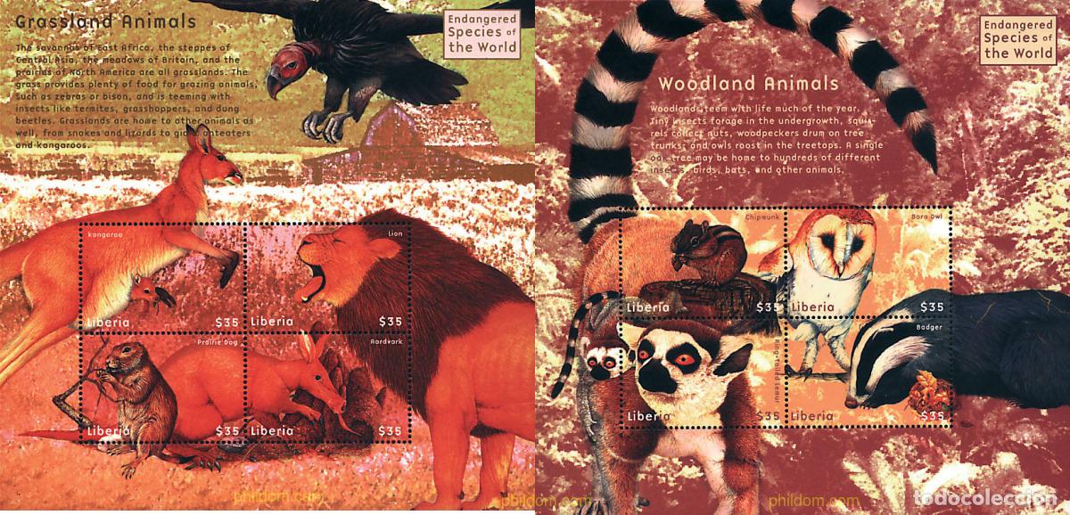 Sellos: 314783 MNH LIBERIA 2000 ESPECIES EN PELIGRO DE EXTINCION