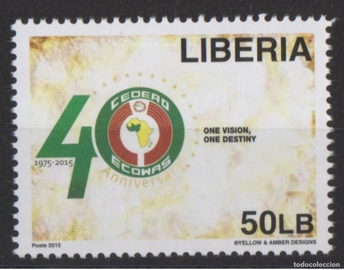 Sellos: Liberia 2015 Emisi&oacute;n conjunta CEDEAO 40 a&ntilde;os