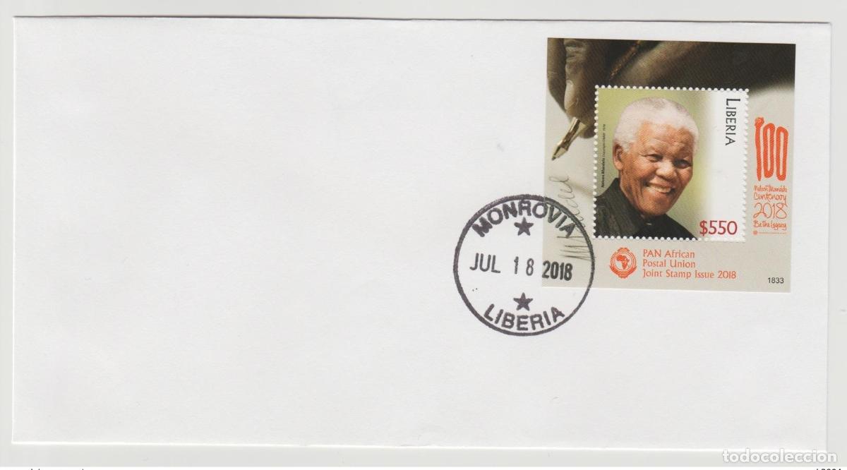 Sellos: Liberia 2018 Mi.? Edici&oacute;n conjunta FDC S/S PAN Nelson Mandela 100 a&ntilde;os