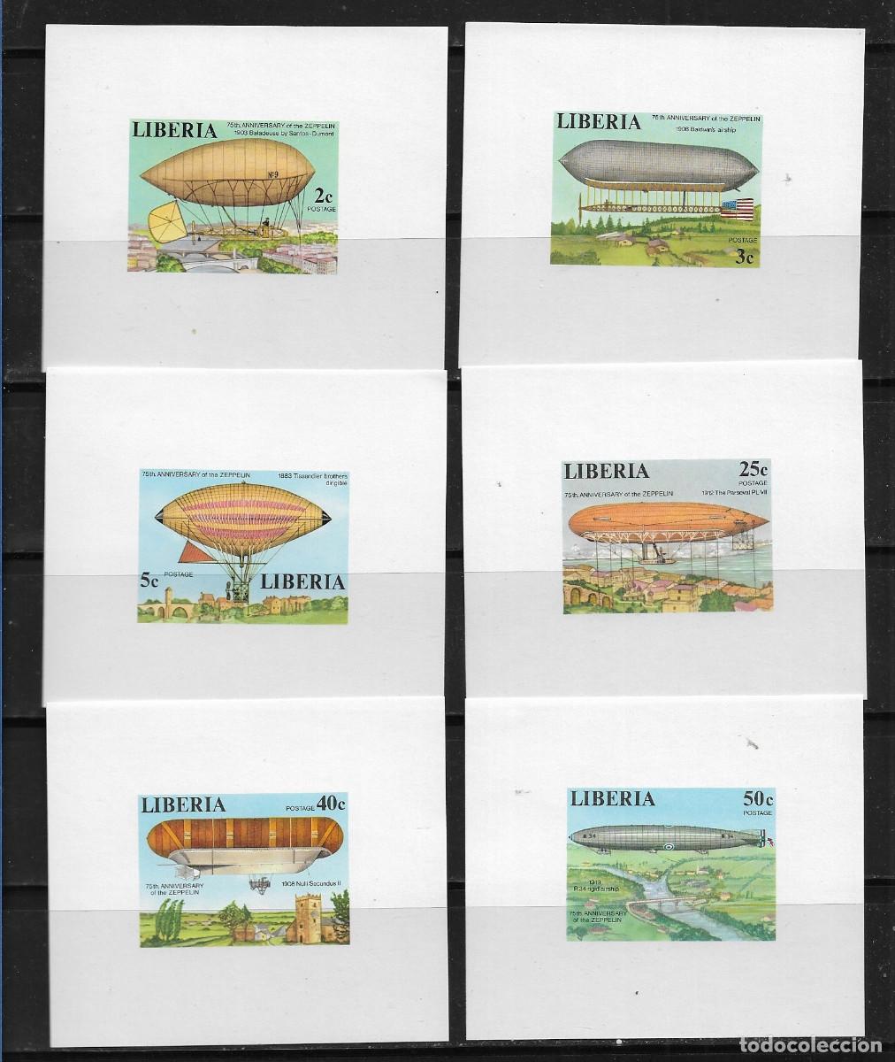 Sellos: LIBERIA 1978, HOJAS BLOQUE LUJO Mi.A-1054/59 - SIN DENTAR - 75 A&Ntilde;OS ZEPPELIN. MNH.