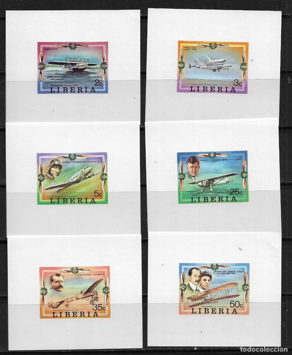 Sellos: LIBERIA 1978, HOJAS BLOQUE LUJO Mi 754/59 - SIN DENTAR - HISTORIA DE LA AVIACI&Oacute;N. MNH.
