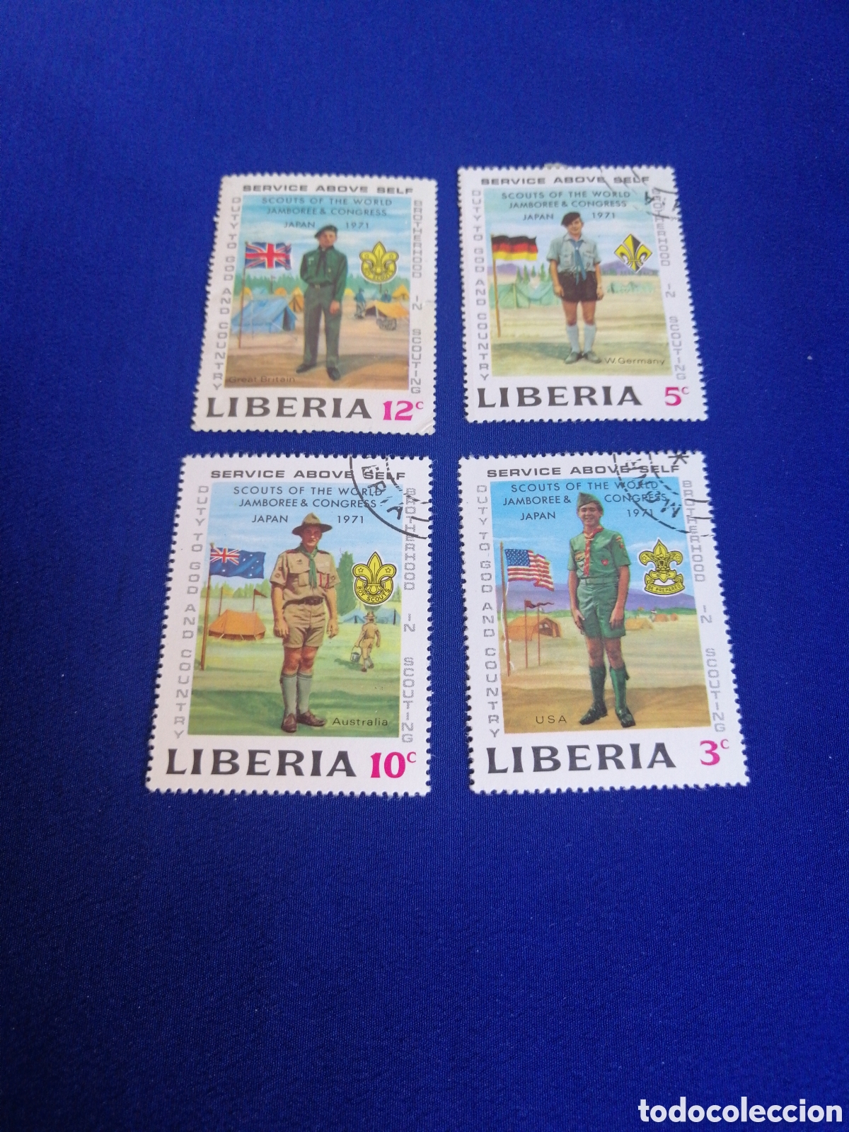 Sellos: LIBERIA LOTE SCOUTS USADOS MATASELLADOS