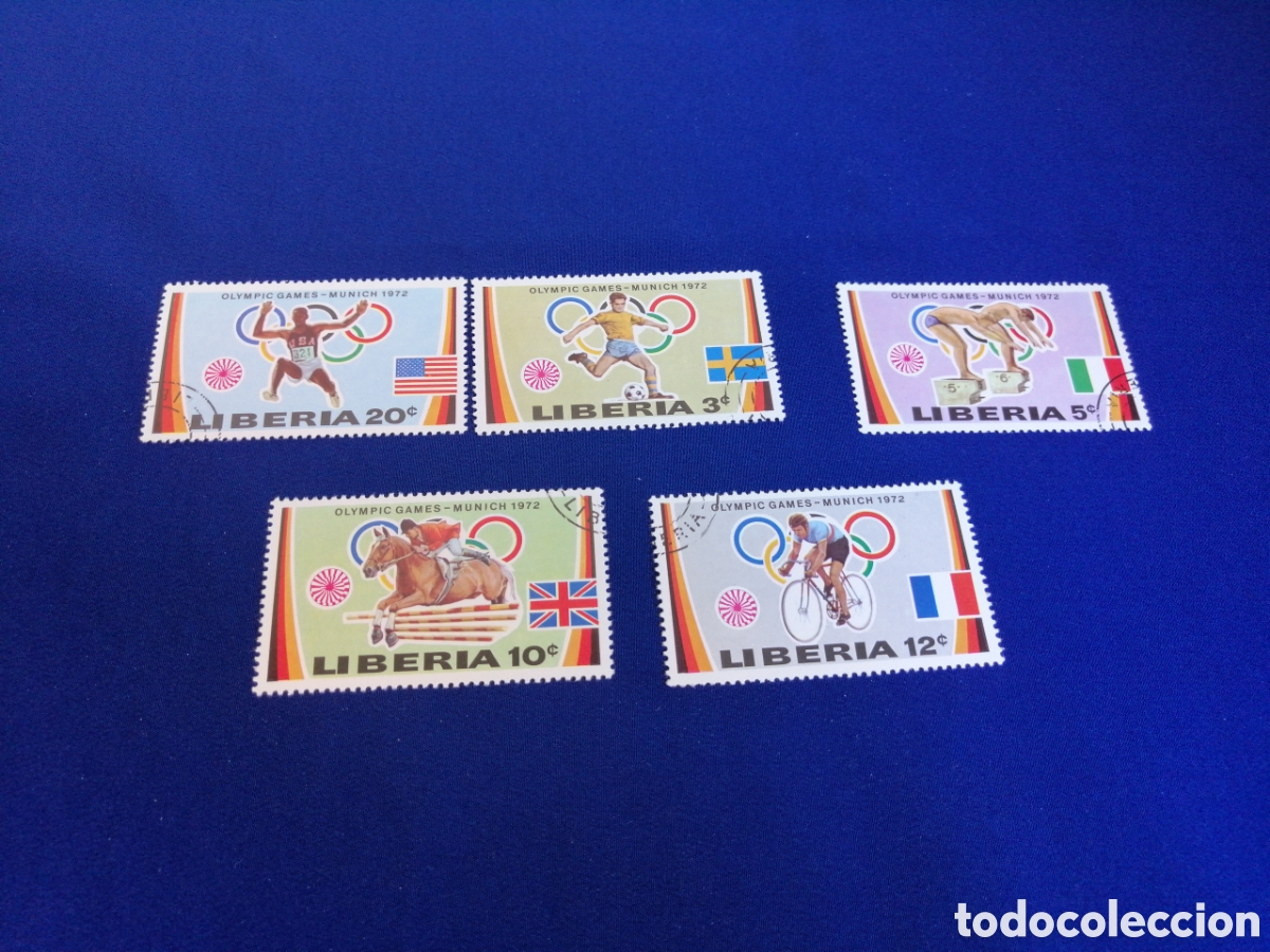Sellos: LIBERIA LOTE OLYMPIC GAMES MUNICH 1972 USADOS MATASELLADOS