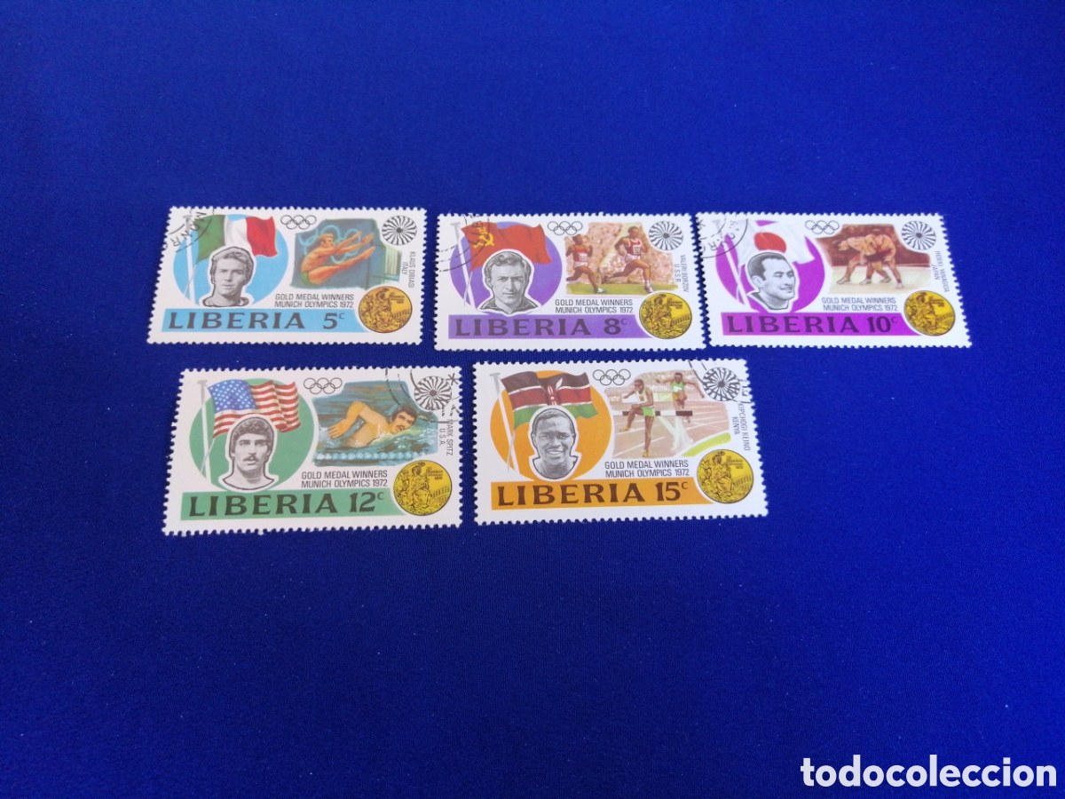 Sellos: LIBERIA LOTE OLYMPIC M&Uacute;NICH 1972 USADOS MATASELLADOS