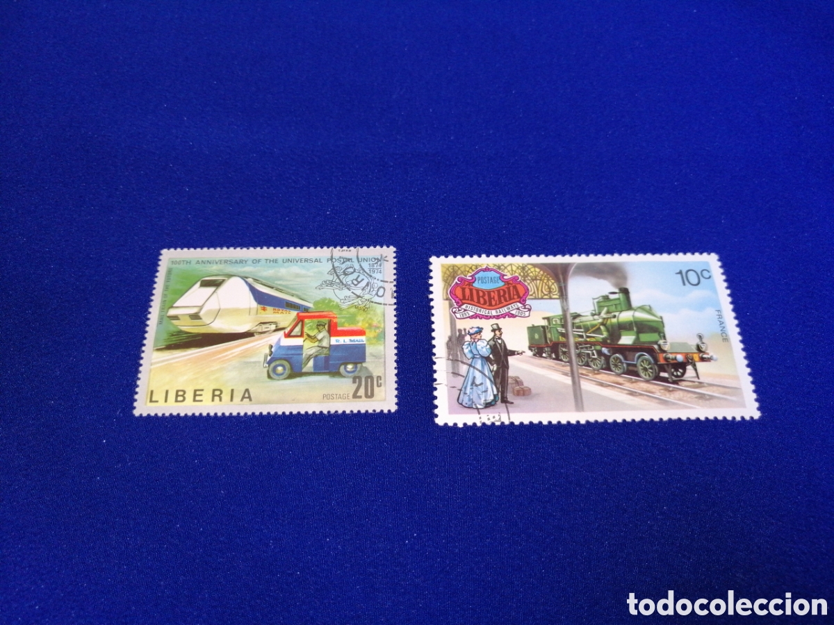 Sellos: LIBERIA LOTE TRENES USADOS MATASELLADOS