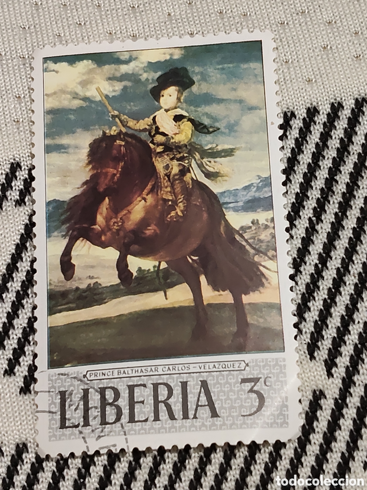Sellos: Sello de Liberia retrato Ecuestre del Infante Baltazar Carlos de Austria de Vel&aacute;zquez 1959 muy bueno