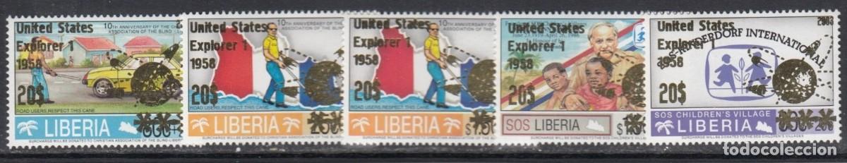 Sellos: LIBERIA 2003 5 STAMPS MNH OVERPRINTED GOLD EXPLORER 1 ESPACIO SPACE ESPACE CAUSAS BENEFICAS SOS