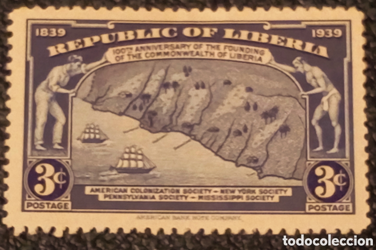 Sellos: Sello Liberia 1940 - 100 Aniversario Mancomunidad 3c - Scott 277 Nuevo