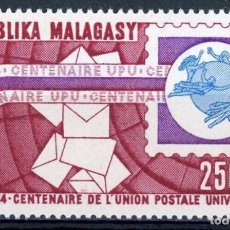 Sellos: MADAGASCAR 1974 AÉREO IVERT 142 *** CENTENARIO DE LA UNIÓN POSTAL UNIVERSAL - U.P.U.