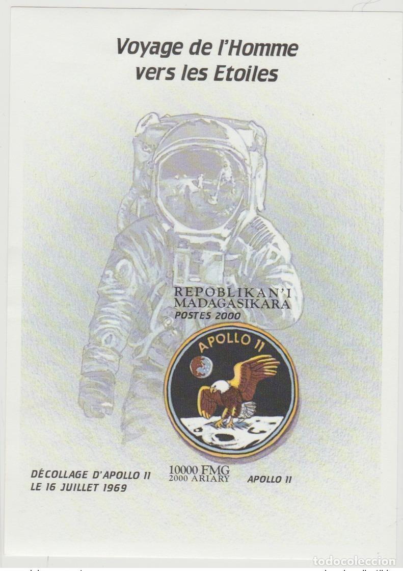 Francobolli: Madagascar 2000 millas Bl. 314 Apolo 11 El viaje del hombre a las estrellas IMPERF ND
