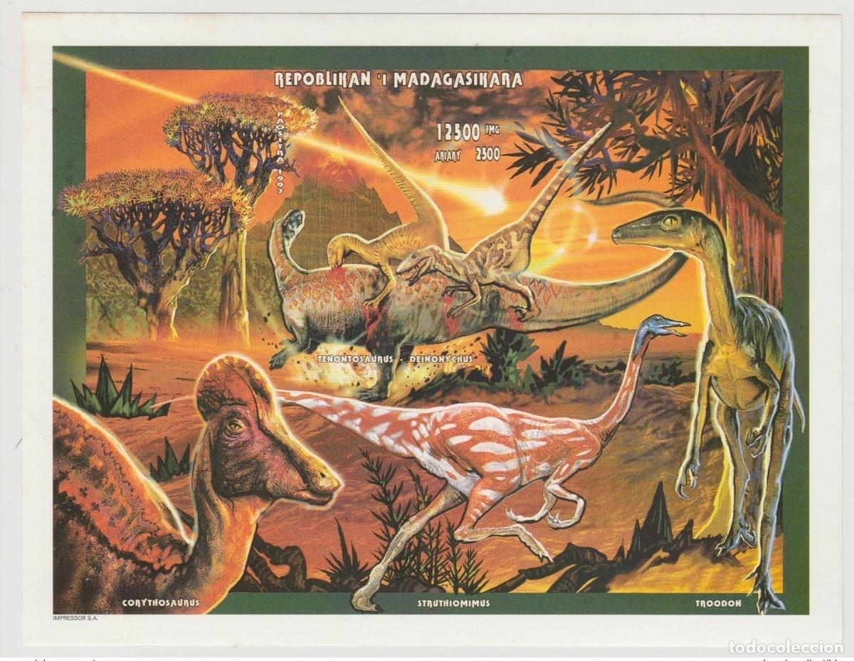 Sellos: Madagascar 1997 /1998 Mi. Bl. 274B Dinosaurios Dinosaurio IMPERF ND