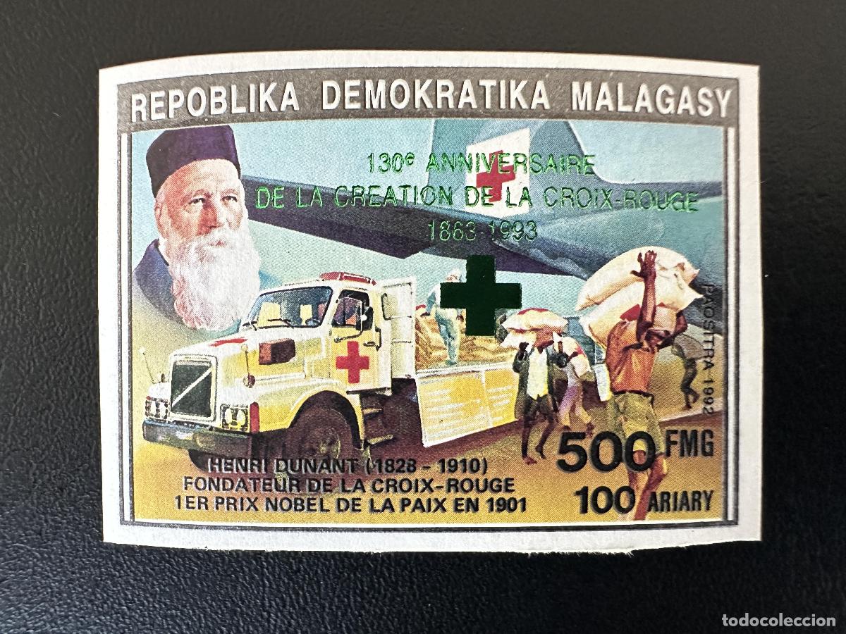 Sellos: Madagascar 1993 Mi. 1560B ND sobrecarga verde Cruz Roja Henri Dunant