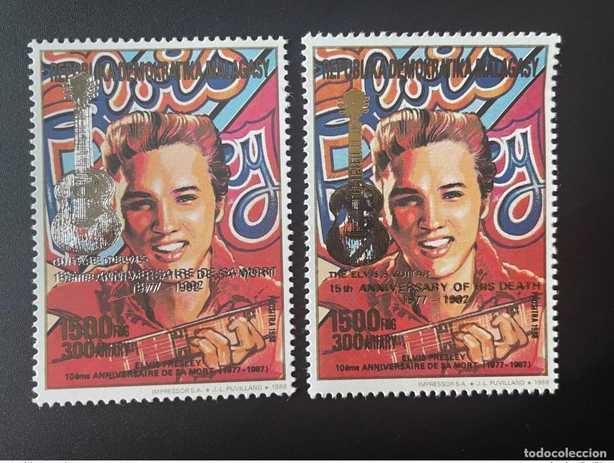 Sellos: Madagascar 1993 Mi. 1561 Ib IIa Oro Plata Sobrecargado 15 a&ntilde;os Muerte Elvis Presley