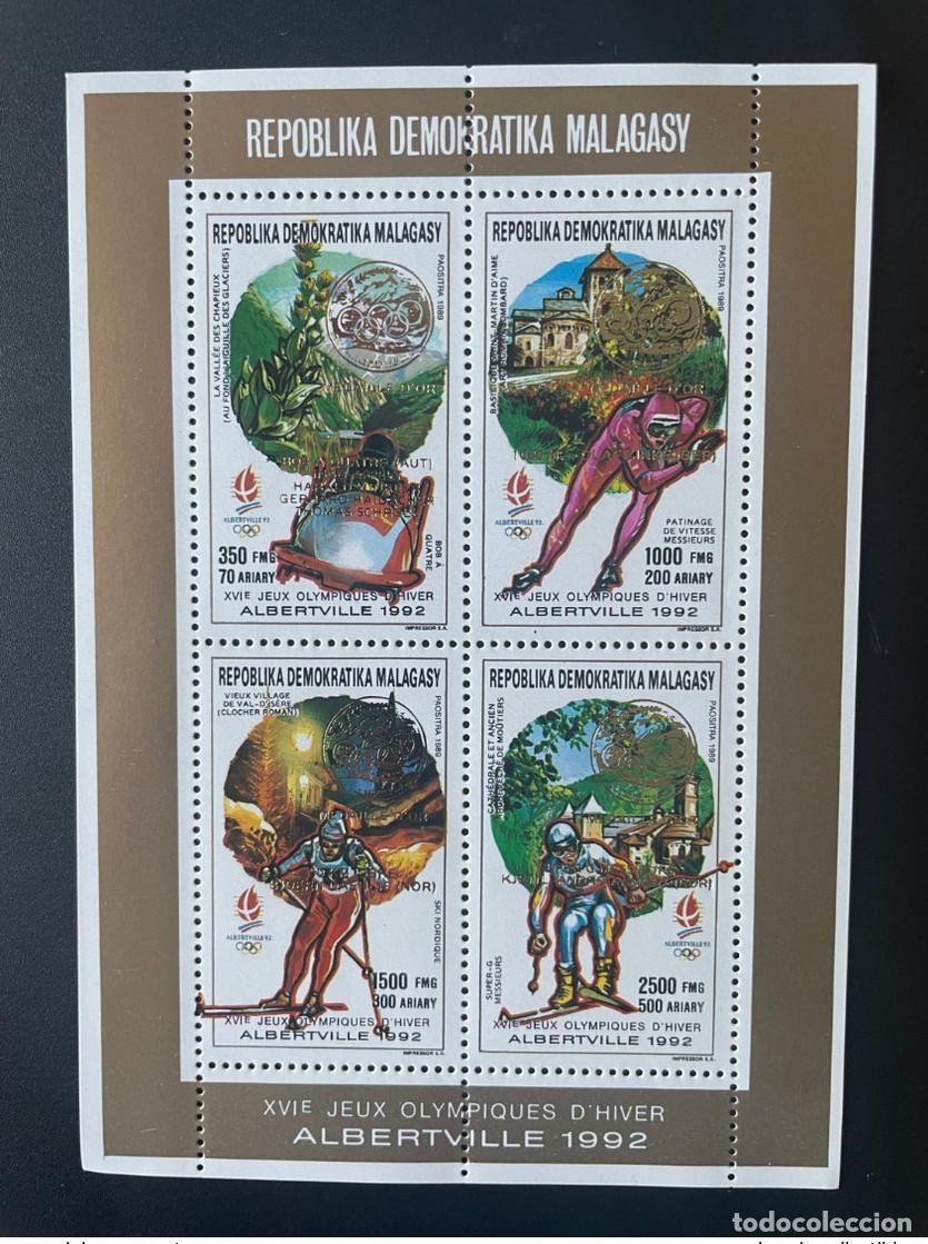 Sellos: Madagascar 1992/1993 Mi. 1547 - 1550A Klb Gold Juegos Ol&iacute;mpicos de Invierno Albertville