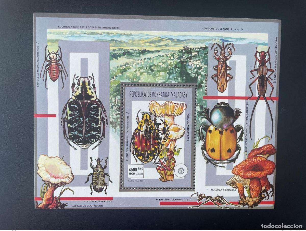 Sellos: Madagascar 1991/1993 Mi. Bl. 213A o Surch. Buscadores de hongos Baden-Powell
